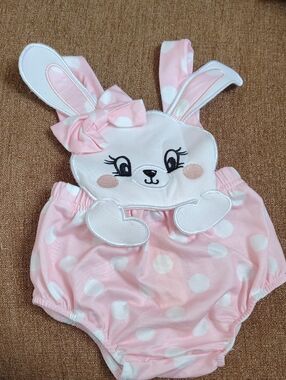 Pink Polka Dot Bunny Romper for Kids